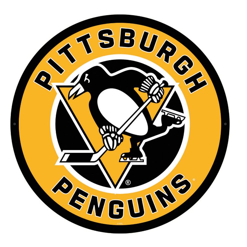 Evergreen Ultra-Thin Edgelight LED Wall Decor, Round, Pittsburgh Penguins- 23 x 23 Inches Made In USA, 1 of 7