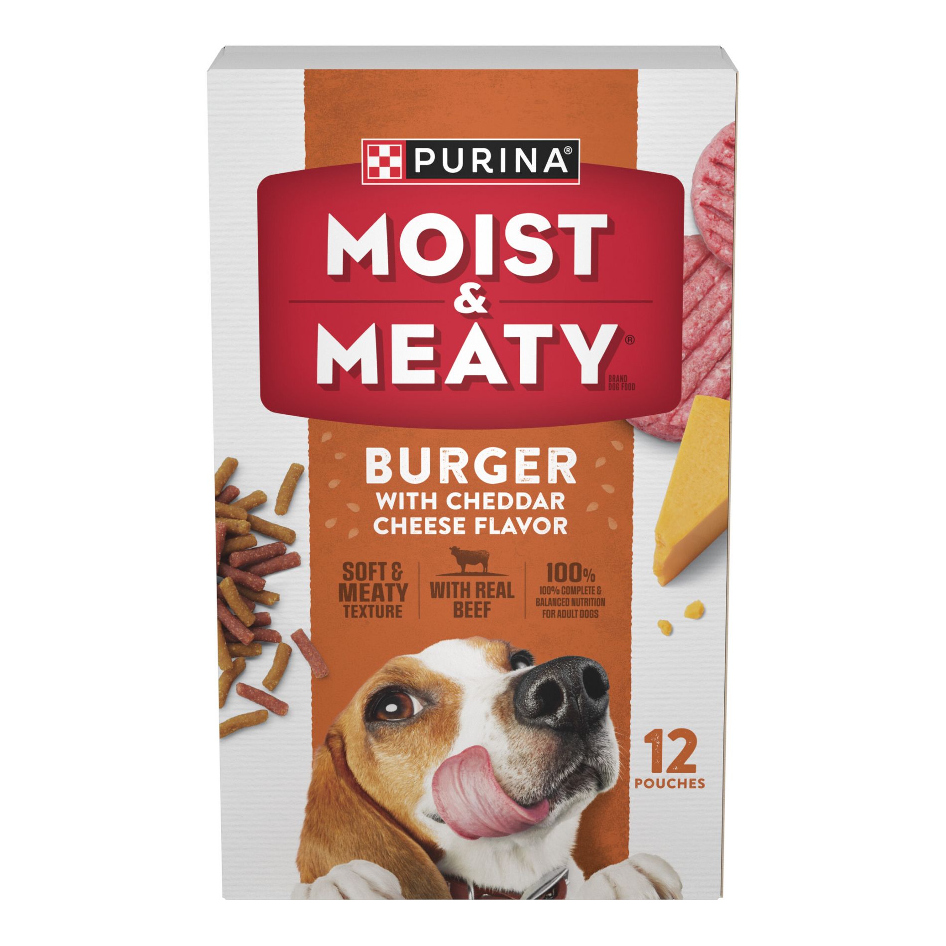 Moist & Meaty Burger with Cheddar Cheese and Beef Flavor Dry Dog Food