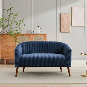 CAVINAS 50.78" Modern Loveseat Sofa, Corduroy Fabric Upholstered Sofa Couch, 2-Seat Sofa with Wooden Nature Legs - 1 of 4