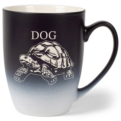 100 North Souls Like 10 Ounce Black and White Two Toned Ombre, Comfortably Fits Your Hands, Ceramic Tea Coffee Cup Mug, Dog