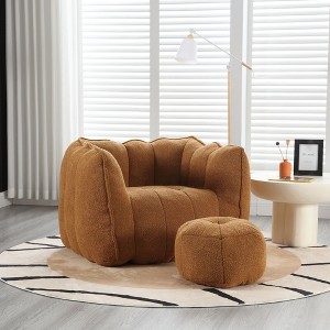 NicBex Chenille Bean Bag Chair with Footstool and High Resilient Foam,Lazy Sofa Chair with Armrests,Modern Lounge Chair for Living Room - 1 of 4