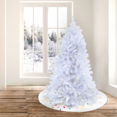 6.5' White Prelit Artificial Christmas Tree with Warm LED Lights