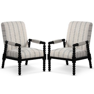 Tangkula 2PCS Accent Chair Upholstered Armchair w/ Rubber Wood Frame Ergonomic Backrest - 1 of 4