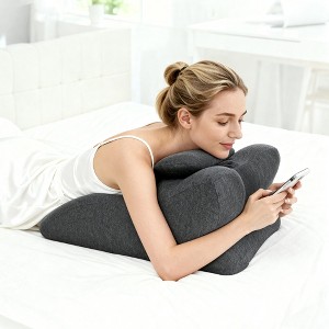 QingMoon Ergonomic Memory Foam Bed Pillow, Contoured Design for Spine Support, Cervical Comfort Cushion for Reading and Relaxing - 1 of 4