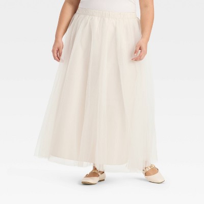 Women's Tulle A-Line Skirt - A New Day™ Cream