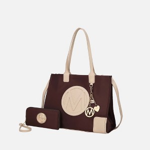 MKF Collection Louise Women’s Tote Bag and Wallet Set by Mia K- Coffee Ivory - 1 of 4