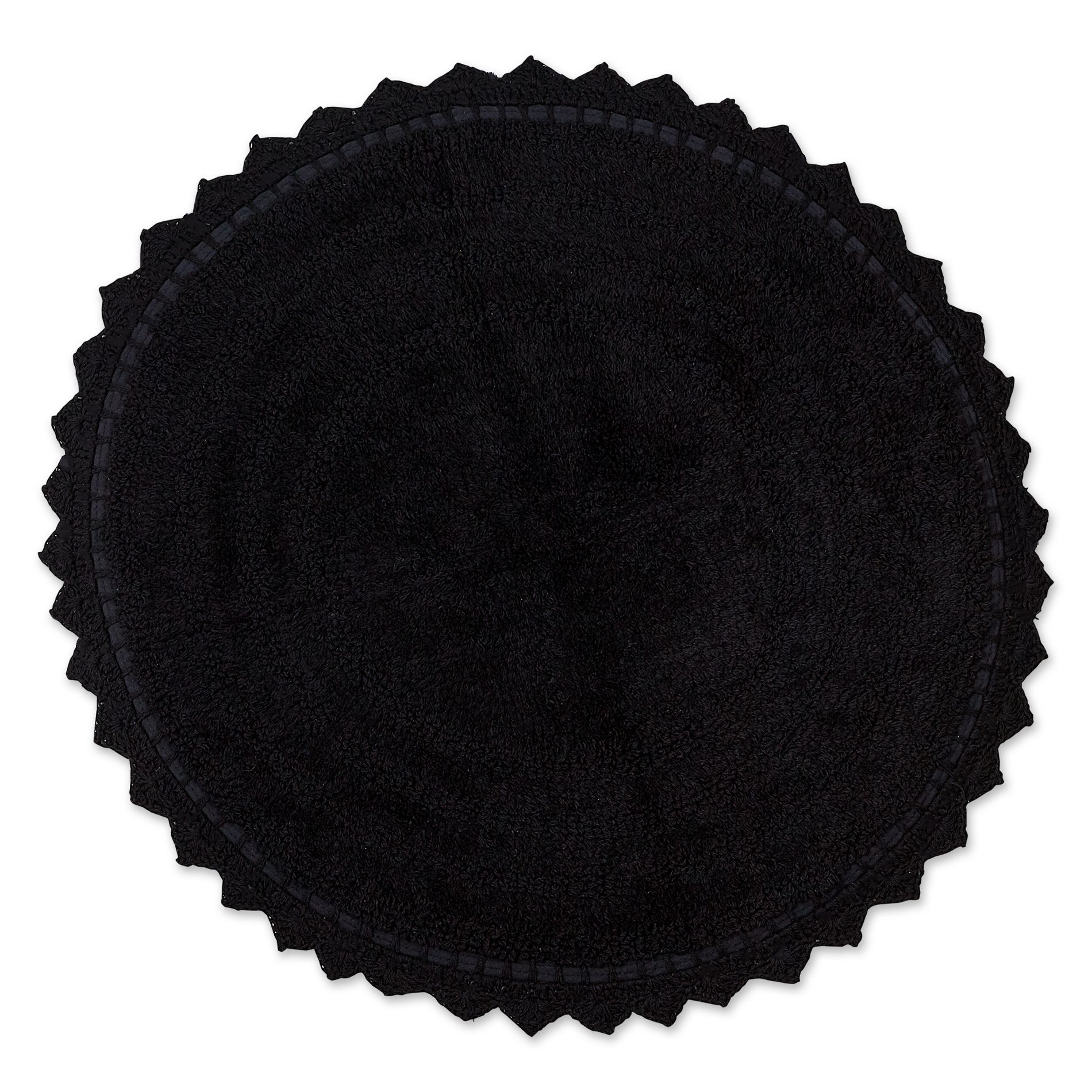 Design Imports Black Round Crochet Bath Mat
