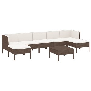 vidaXL Garden Lounge Set Patio Sectional Sofa Couch Outdoor Poly Rattan Brown - 1 of 4