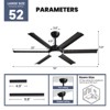 Ludomide 52" Ceiling Fan with Lights and Remote, Dimmable Black Industrial Fandelier for Living Room, Patio, Bedroom - 4 of 4