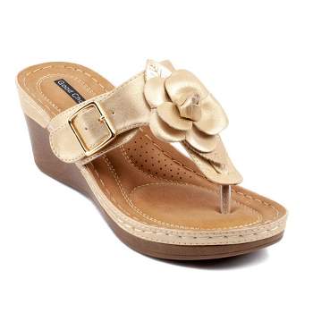 Gc Shoes Tokyo Gold 6 Flower Comfort Slide Wedge Sandals : Target