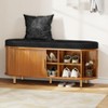 TiramisuBest 43.3" Shoe Bench with Cushion,Shoe Storage Sliding Door & Adjustable Shelf,2-Tier Shoe Rack Cabinet for Entryway, Bedroom, Black - 2 of 4