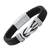 Steeltime Men's' black braided leather and stainless steel nautical knot bracelet - 2 of 4