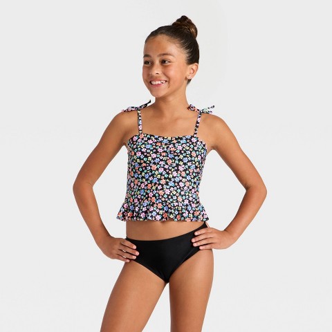 Cat & Jack Girls' Floral Washy Ditsy Tankini Set - Cat & Jack™ S