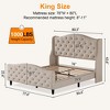 Whizmax Platform Bed Frame, Velvet Upholstered Bed Frame with Nailhead Trim, Wingback Headboard, Wooden Slats Support, Easy Assembly - 3 of 4