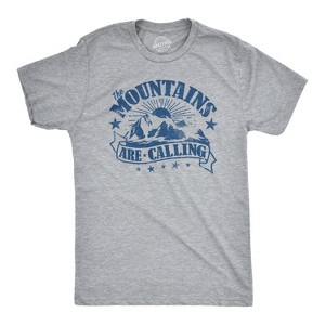 Mens The Mountains Are Calling Cool Sunset Vintage Rockies Funny Hiking Nature T shirt - Crazy Dog Men's T Shirt - 1 of 4