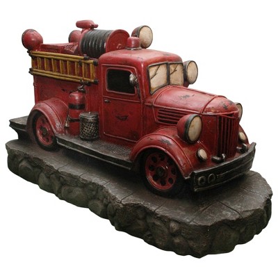Northlight 38" Lighted Red and Black Vintage Fire Truck Outdoor Patio Fountain