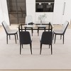 NicBex Dining Table for 6 Modern Kitchen Table Chairs Set with Glass Tabletop and 6 Thick Cushion PU Chairs for Kitchen - 3 of 4