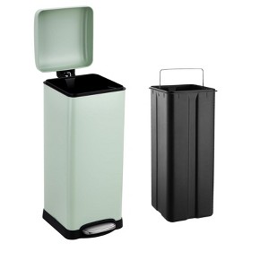 8 Gallon Stainless Steel Bathroom Step Trash Can, 30L Square Garbage Bin with Soft-Close Lid & Removable Inner Bucket. - 1 of 4