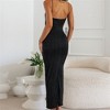 Women Slim-Fit Ribbed Spaghetti Strap Maxi Dress Bodycon Evening Gown - 2 of 4