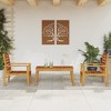 vidaXL 3 Piece Patio Lounge Set - Solid Acacia Wood Furniture for Garden/Patio - Scandinavian Design - Brown - Table and Two Chairs - 2 of 4