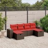 vidaXL 6 Piece Patio Sofa Set with Cushions - Brown Poly Rattan without storage - 2 of 4