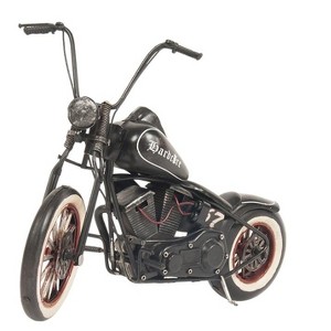 HomeRoots 8" Black Metal Hand Painted Model Motorcycle Tabletop Sculpture - 1 of 4