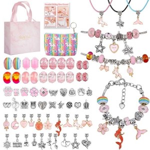 MOVSSOU Charm Bracelet Making Kit Jewelry Making Kit 66 Pcs Gifts for Ages 6 7 8 9 10 Girls - 1 of 4