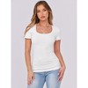 Women's Short Sleeve Scoop Neck Ribbed Knit Slim Fit Tee Shirts 2025 Summer Casual Basic Top - 3 of 4