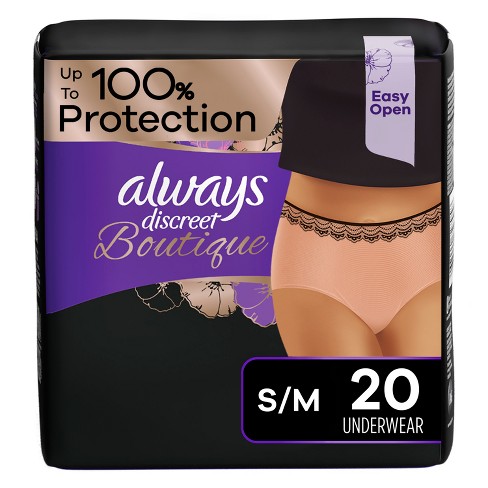 Always Discreet Boutique Maximum Protection Adult Incontinence Underwear  For Women - Peach - S/m - 20ct : Target