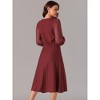 Seta T Women's Mesh Puff Long Sleeve U-neck Pleated Ribbed Knit Midi Sweater Dress - 4 of 4