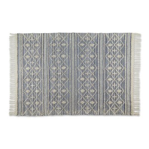 Design Imports Diamond Textured Fringe - Natural & French Blue - 4 X 6 Ft - 1 of 4