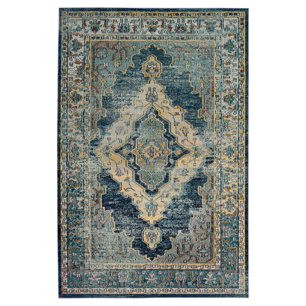 3'x5' Blue/Yellow Medallion Loomed Accent Rug - Safavieh