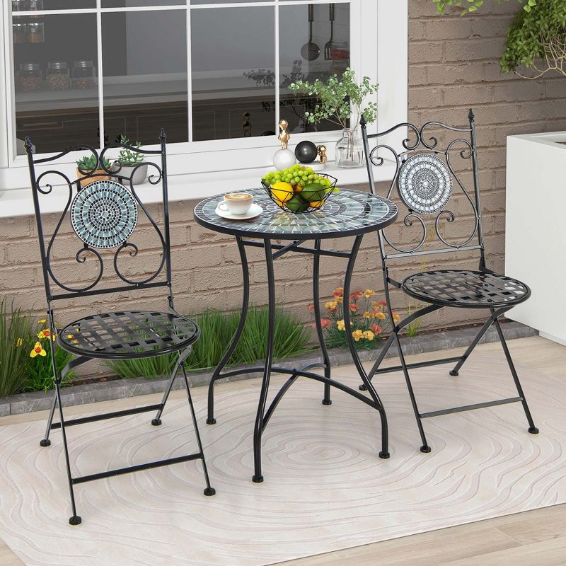 Costway Set of 2/4 Mosaic Chairs for Patio with Decorative Backrest Heavy-Duty Frame, 4 of 9