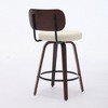 CLIHOME Set of 2 Swivel Bar Stools, 26" Upholstered Faux Leather Counter Height Barstools with Walnut Back & Bentwood Legs - 3 of 4