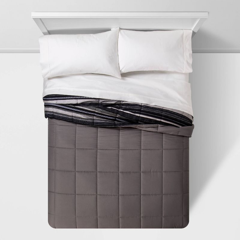 Microfiber Stripe Reversible Comforter - Room Essentials™, 4 of 10