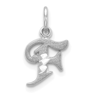 Black Bow Jewelry 14k White Gold, Isabelle Collection, Mini Letter F Initial Charm - 1 of 4