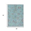 Teal Blue Taupe And Ivory Floral Washable Indoor Outdoor Area Rug - 3 of 4