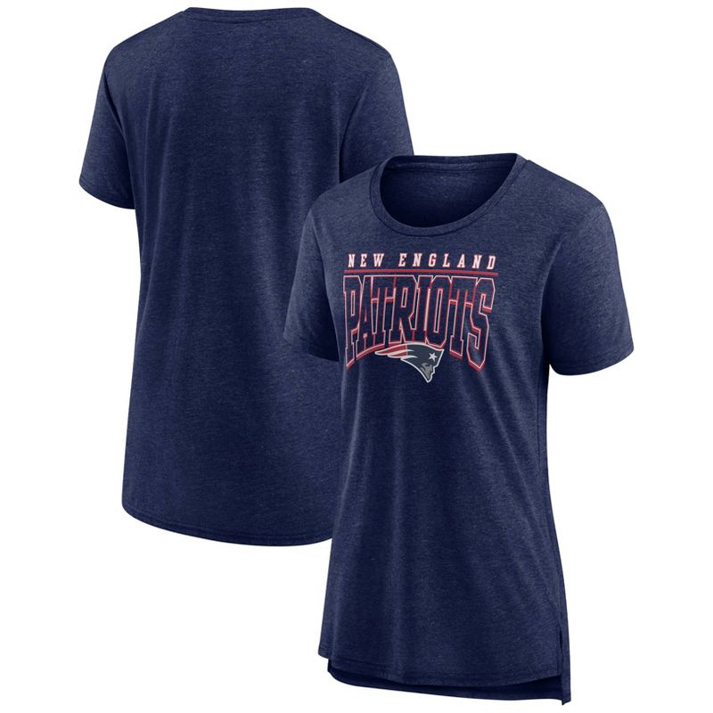 NFL New England Patriots Women&#39;s Champ Caliber Heather Short Sleeve Scoop Neck Triblend T-Shirt, 1 of 4