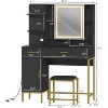 Makeup Vanity with Power Outlet, Vanity Desk with Mirror and Lights, Makeup Vanity Table with 2 Drawers - 3 of 4
