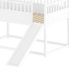 Twin Over Twin Bunk Bed, Children's Wooden Playhouse Bed With Convertible Slide, Ladder, Fall Protection Safety Guardrail And Roof For Boys Girls - 4 of 4