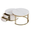 Ridstar 2 Pieces Modern Round Nesting Coffee Tables with Drawers For Living Room & Lounge Area-White - 3 of 4