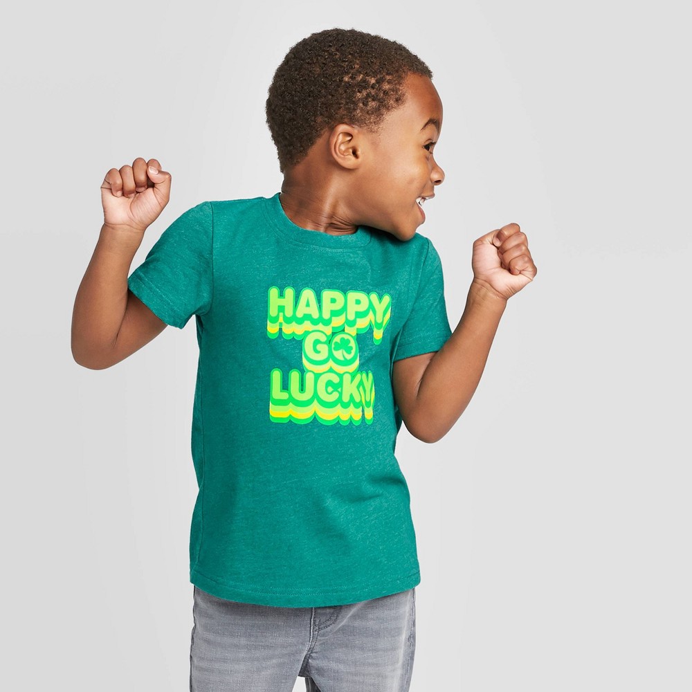petiteToddler Boys' Short Sleeve St. Patrick's Happy Go Lucky T-Shirt - Cat & Jack Green 12M, Toddler Boy's was $4.5 now $2.25 (50.0% off)