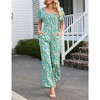 Whizmax Women's Summer Smocked Jumpsuits Casual Square Neck Short Sleeve High Waist Wide Leg Rompers with Pockets - 2 of 4