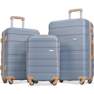 Sapphtopaz 3pcs Hardshell Luggage Sets ABS Suitcase Hardside Luggage Carry On Suitcase, Spinner Wheels, TSA Lock (20" 24" 28") - 1 of 4