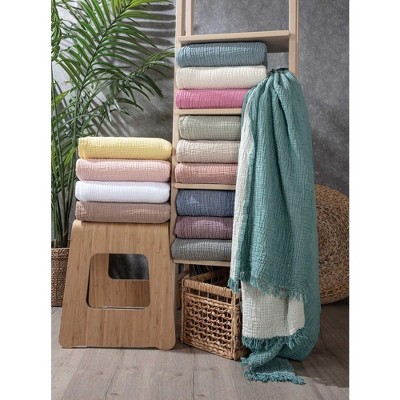 Sussex Home Muslin Blanket 4 Layers, Soft Bedspread, 100% Turkish Cotton Muslin Bed Cover, Reversible Coverlet, White, 91x95, Queen Size — фото 3