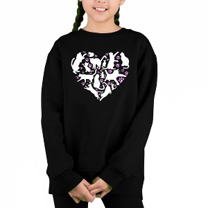 LA Pop Art Cat Heart - Girl's Word Art Crewneck Sweatshirt - 1 of 4