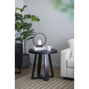 23.5" Acacia Wood & Iron Round Coffee Table with Cross-Legged Frame for Living Room and Office - 1 of 4