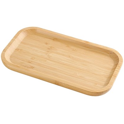 Attop 11.42'' Natural Rectangular Bamboo Tray, Bathroom Countertop Organizer Tray for Candle Perfume Soap Dispenser Jewelry Keys