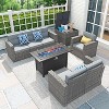 SUGOLD 5-Piece Patio Furniture Set with Fire Pit Table, Wicker Rattan Sectional Sofa Set with Storage Box - 2 of 2