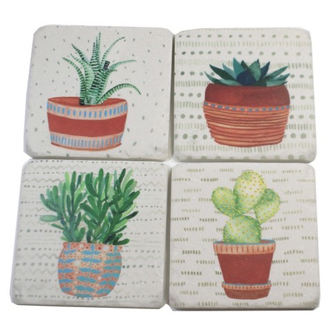 3.75 Inch Square Cork Back Photo Coasters